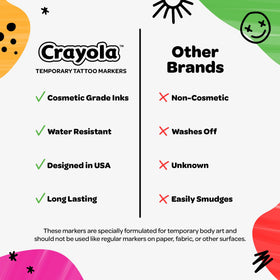 Savvi Crayola 8ct tattoo markers gift-ready set for gifts, crafts, or costumes.