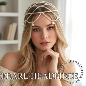 SAWINDA bridal head chain secured with bobby pins for secure wear.