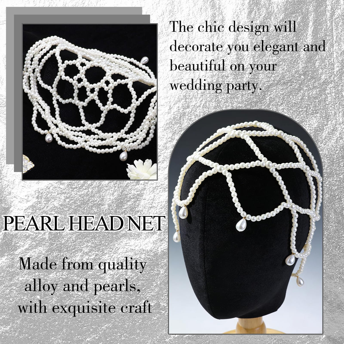 SAWINDA white mesh headpiece ideal for prom or wedding styling.