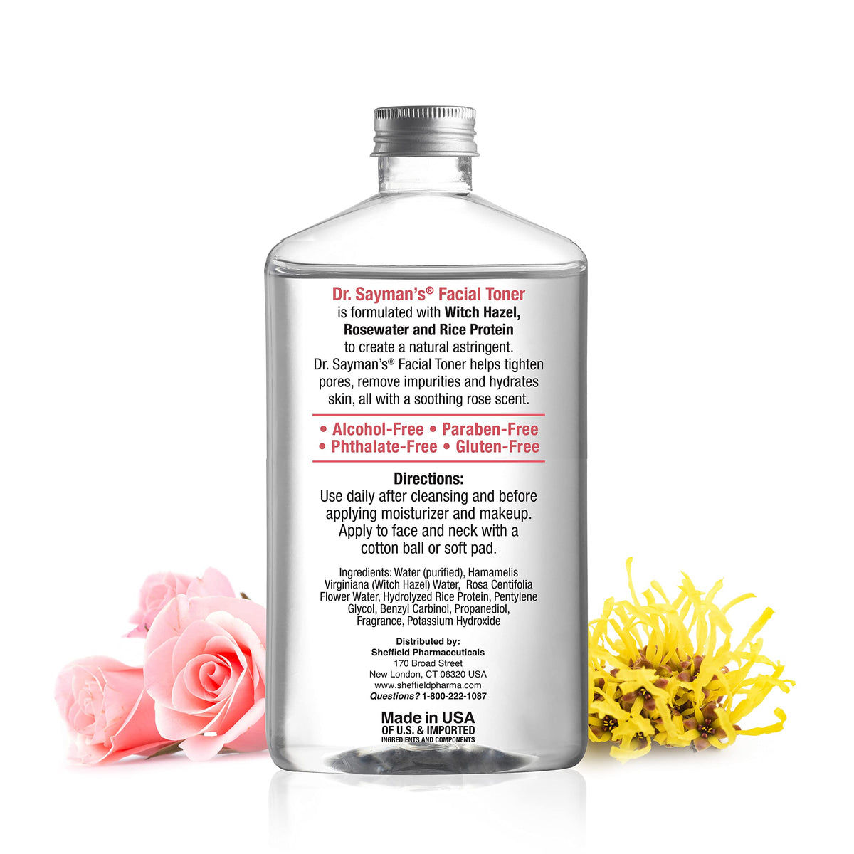 Sayman Salve Toner rosewater close-up for gentle hydration.