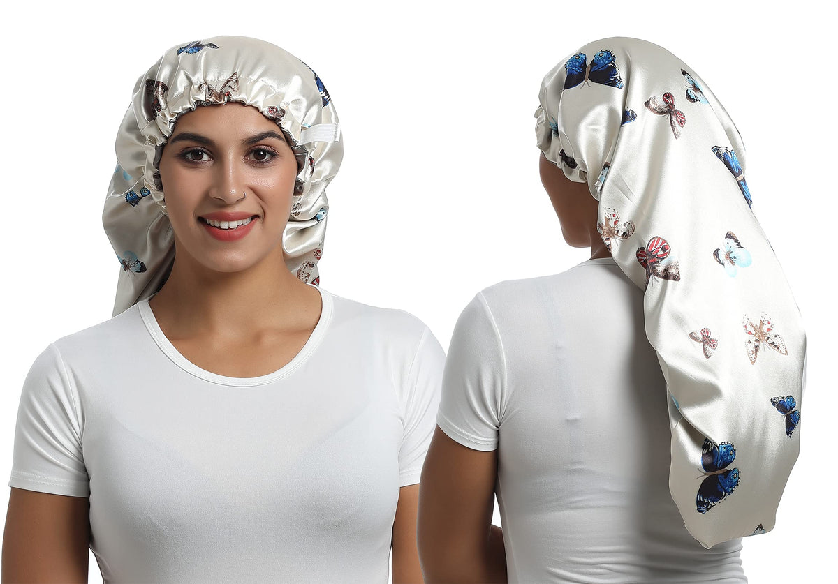 SAYMRE satin bonnet protects curls while preserving moisture overnight.