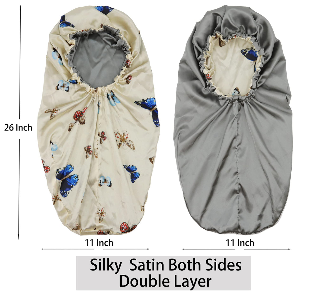 SAYMRE double-layer satin bonnet ideal for long hair and braids.