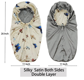 SAYMRE double-layer satin bonnet ideal for long hair and braids.