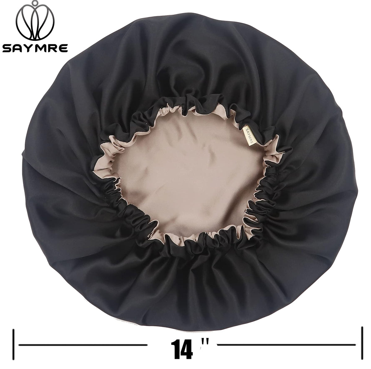 Saymre silk bonnet adjustable strap ensures secure fit for long hair
