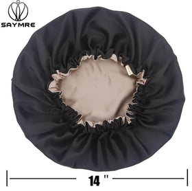 Saymre silk bonnet adjustable strap ensures secure fit for long hair