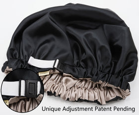 Saymre silk bonnet shown for face-washing use during morning routine