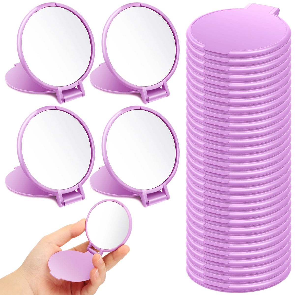 Saysurey mini purple compact mirror, purse-ready for on-the-go touch-ups.