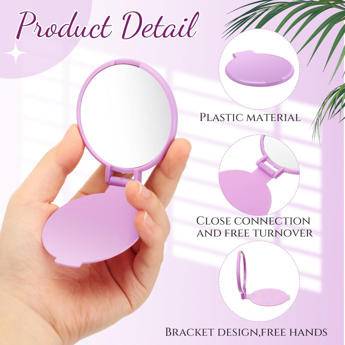 Saysurey flip-lid purple mirror keeps surface dust-free.