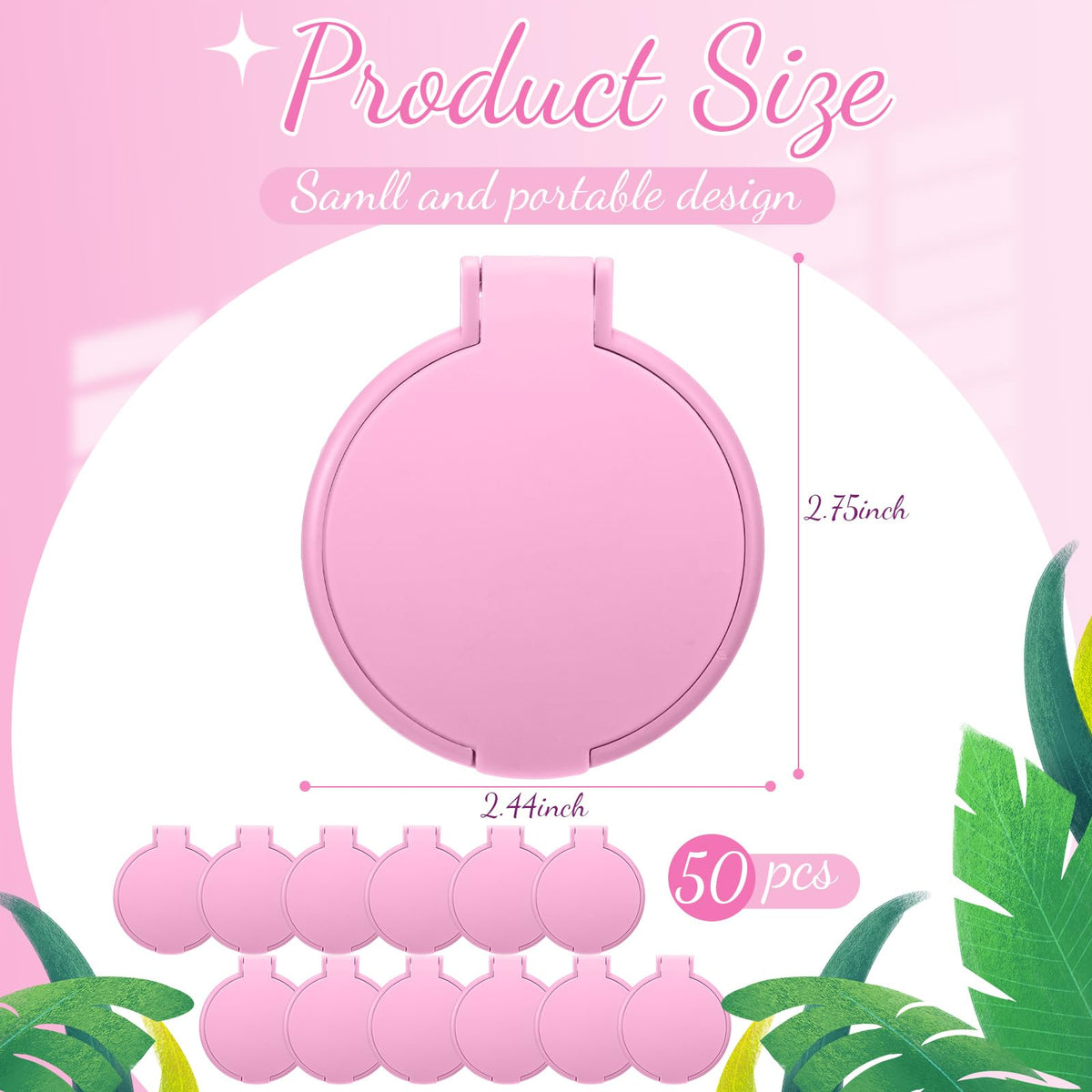Saysurey pink compact mirror open for quick makeup checks.