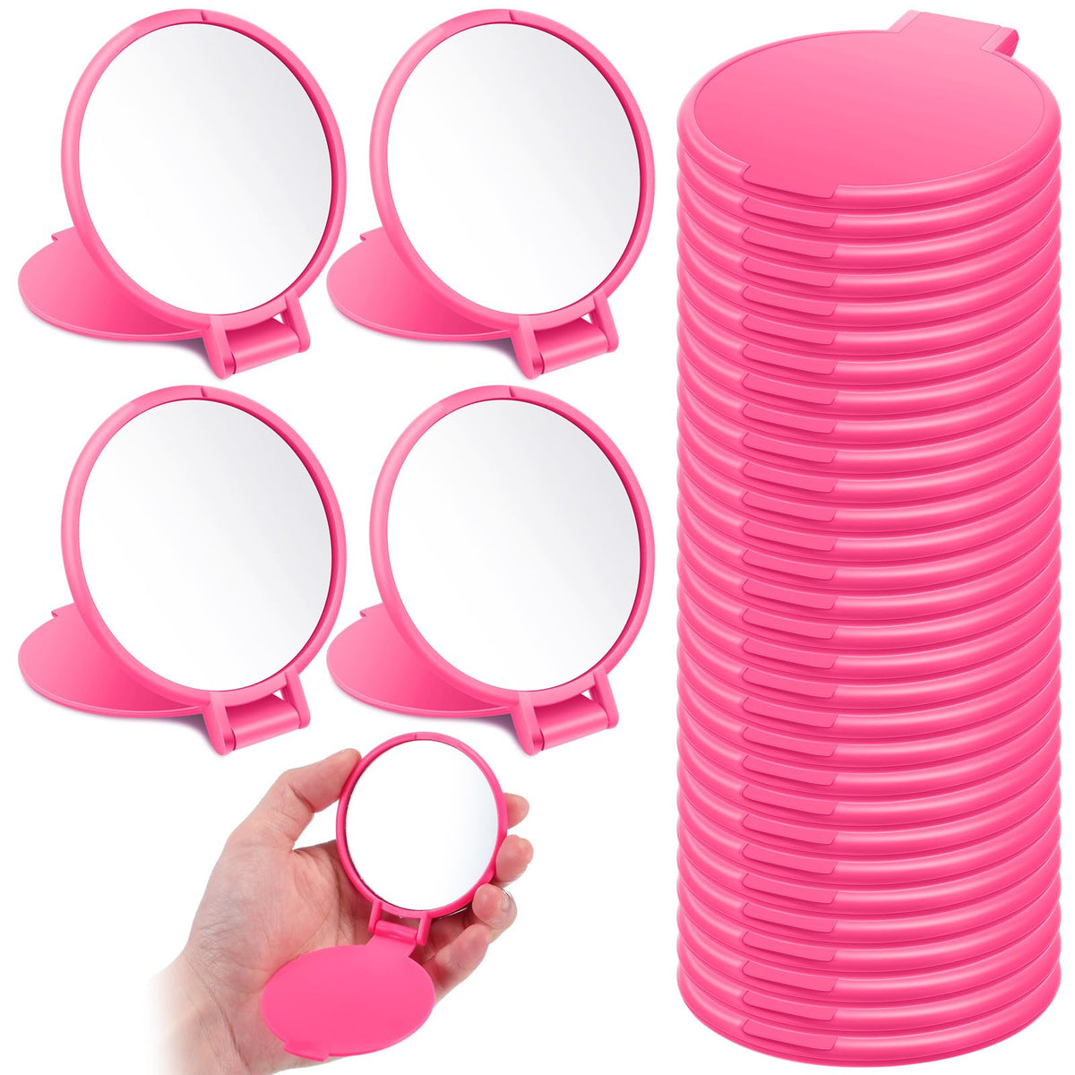 Saysurey compact mirror bulk set showing portable pocket size for on the go touch ups