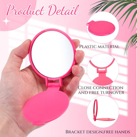 Saysurey folding makeup mirror with rose red finish provides durable, protective lid