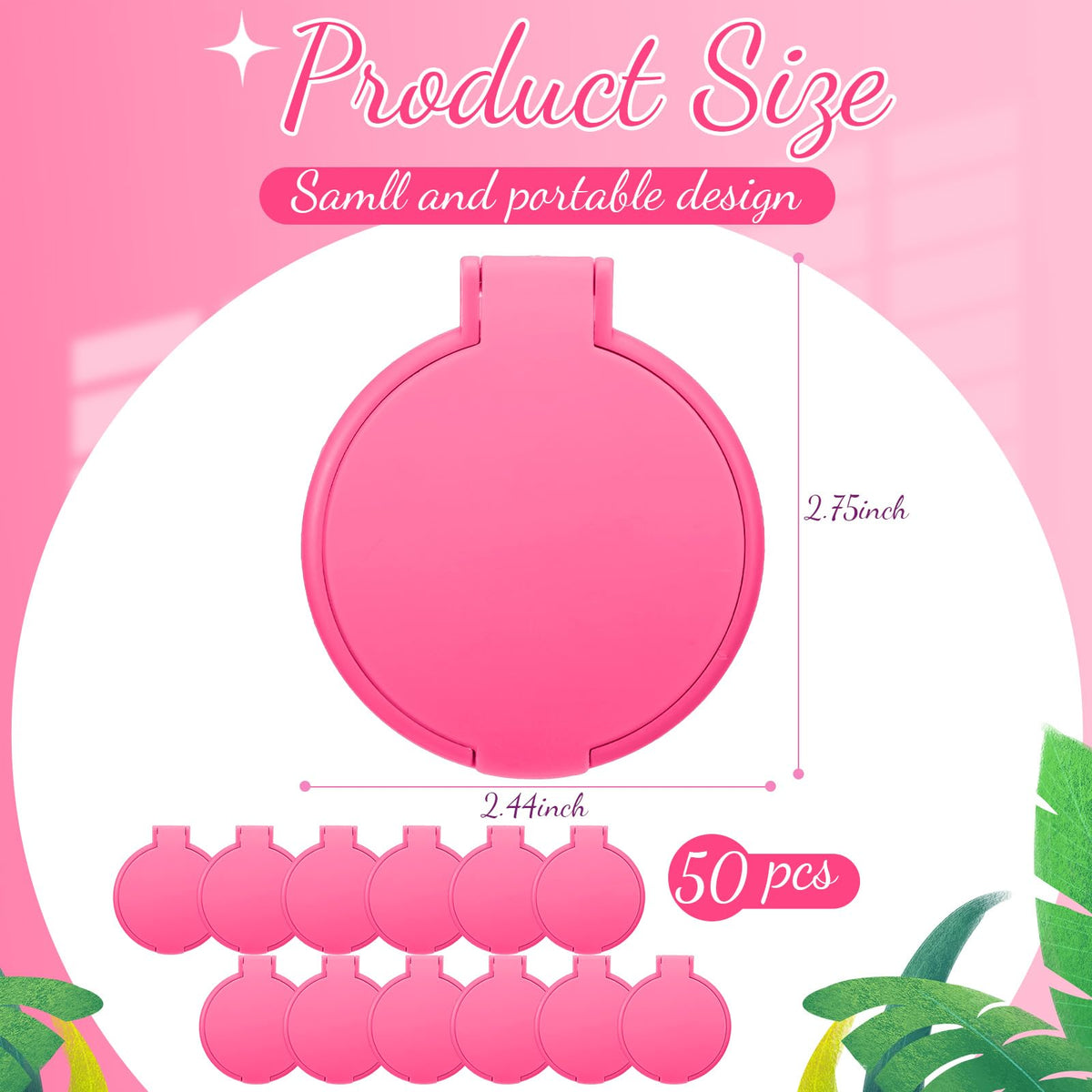 Saysurey rose red pocket mirror travel size ideal for purses and quick grooming