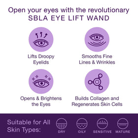 SBLA Eye Lift Wand applicator shown in use on the eyelid area.