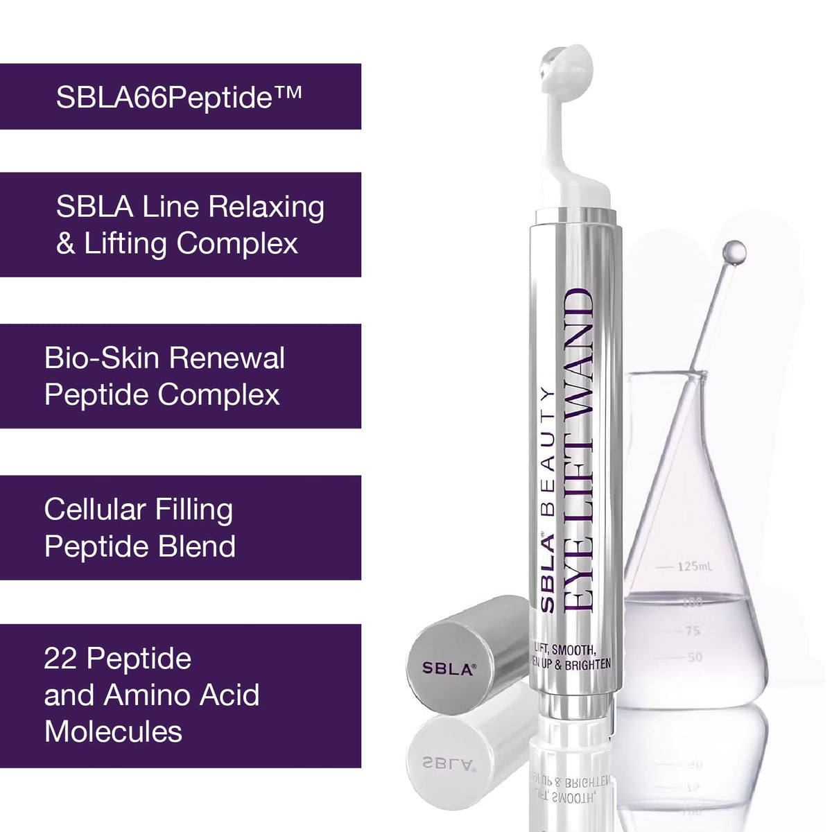 Brightened eye area as shown by SBLA Eye Lift Wand usage.