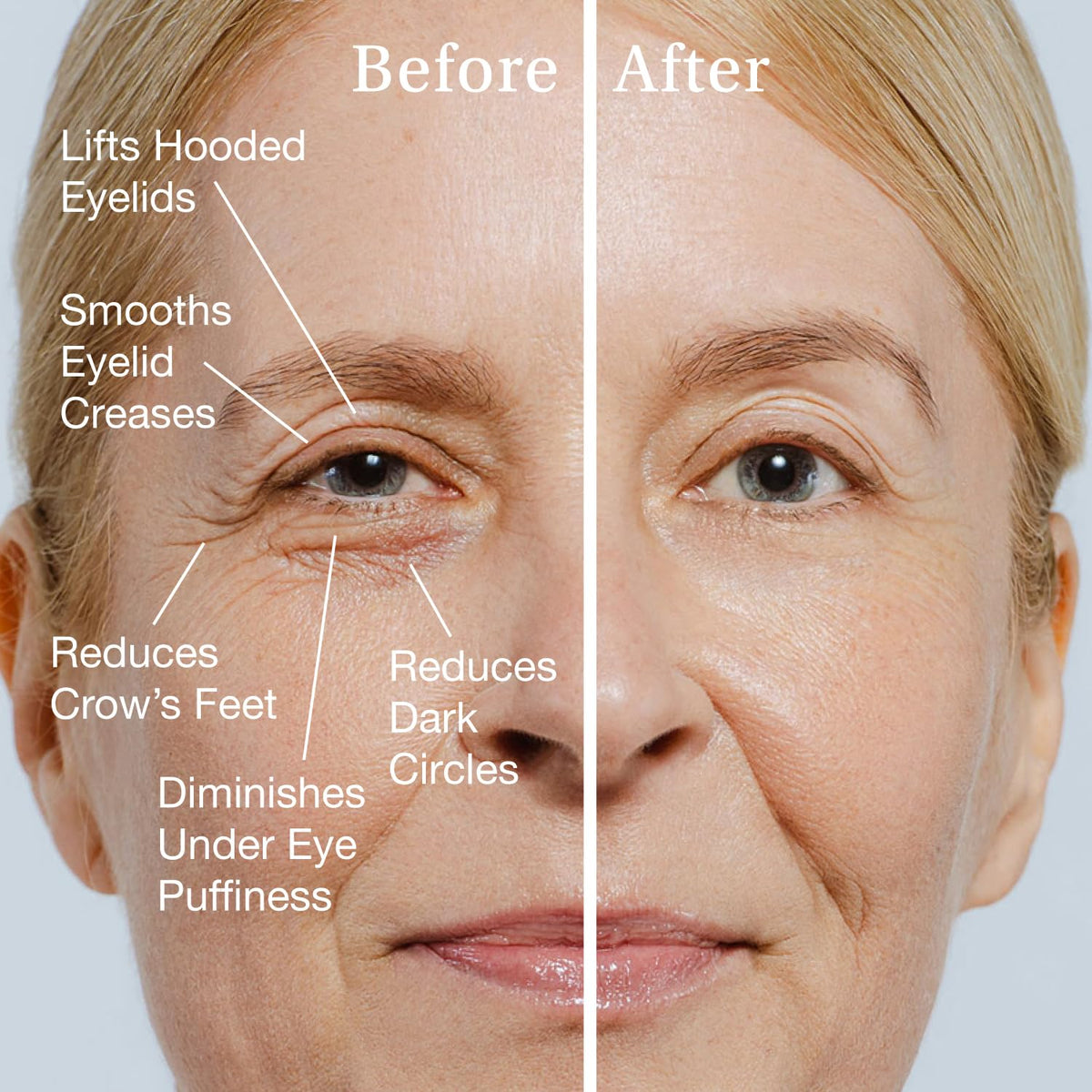 Close-up of a serum drop from the SBLA Eye Lift Wand onto skin.