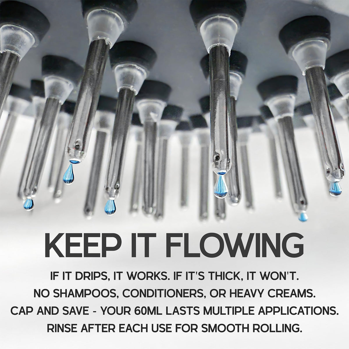 Adult users comfortably applying oil with Scalp Direct massager