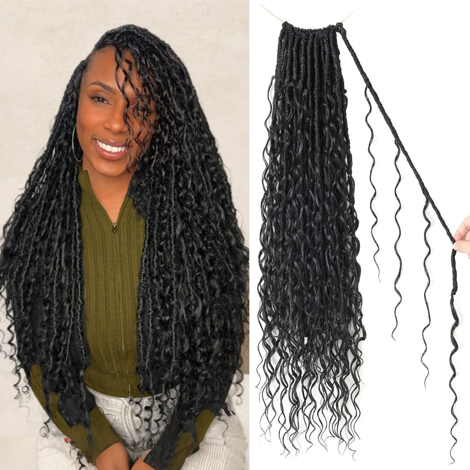 Scanbos Boho Locs 24in close-up texture shows natural shine for everyday wear.