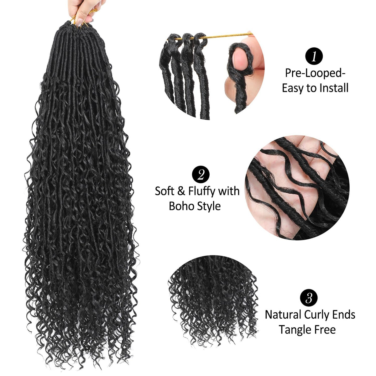 Scanbos Boho Locs 24in full-head look provides lightweight, natural coverage.