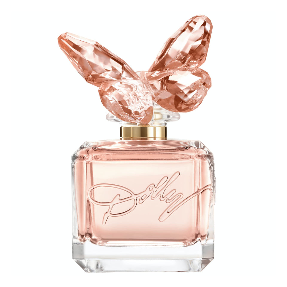 SCENT BEAUTY Dolly Parton Scent from Above bottle on a vanity, elegant everyday fragrance.