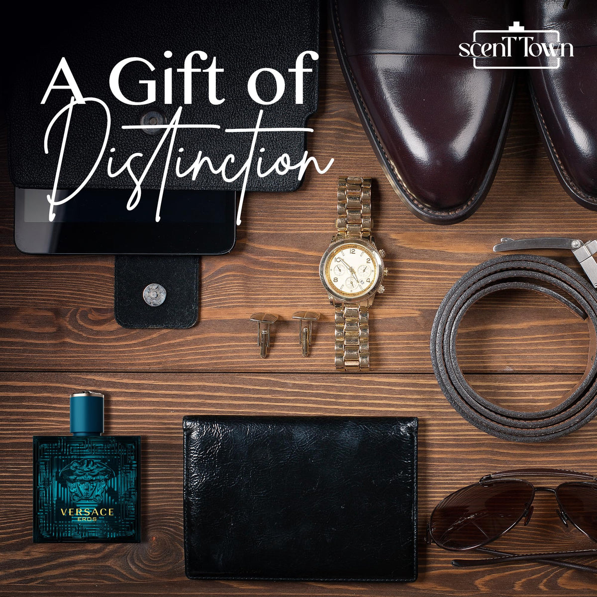 Scent Town collection presentation showcasing four designer scents