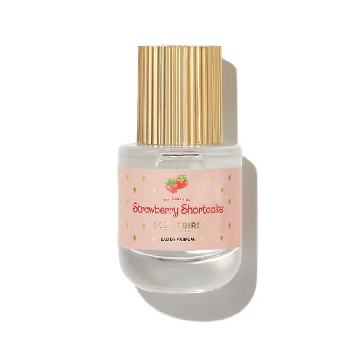 Scentbird Strawberry Shortcake bottle close-up highlighting fruity gourmand notes for everyday wear