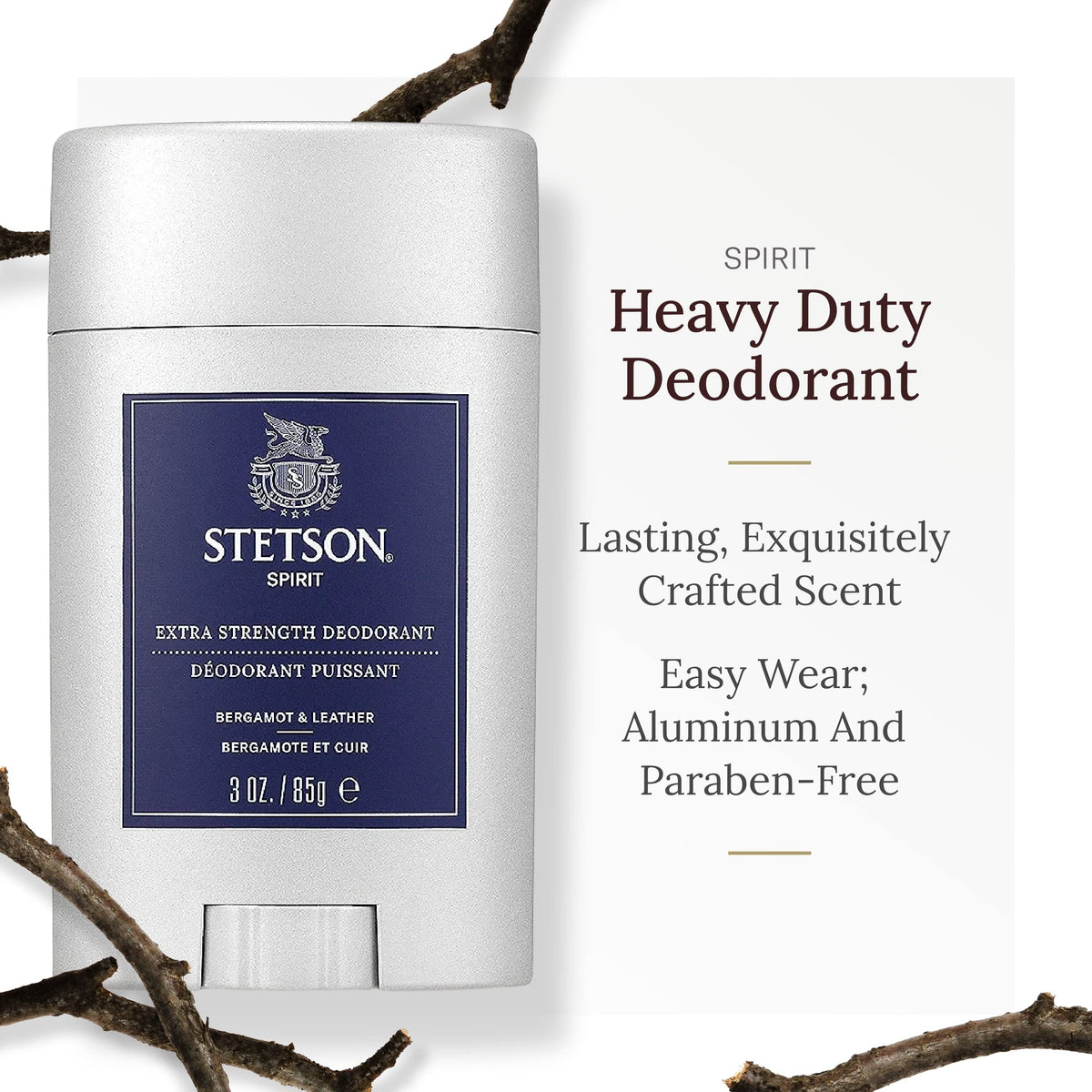 SCENT BEAUTY Stetson 3-pack packshot highlights value and convenience for grooming.