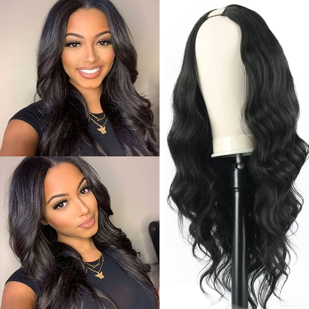 Scentw V Part Wig clip-in attachment demonstrates easy wear.