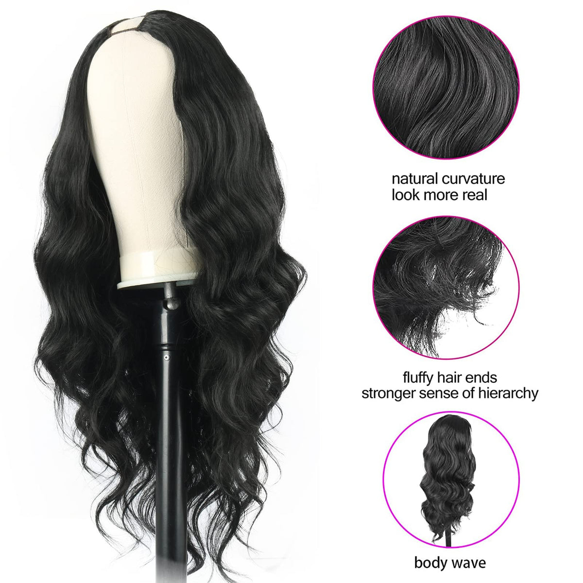 Scentw V Part Wig close-up texture shows soft synthetic fibers.