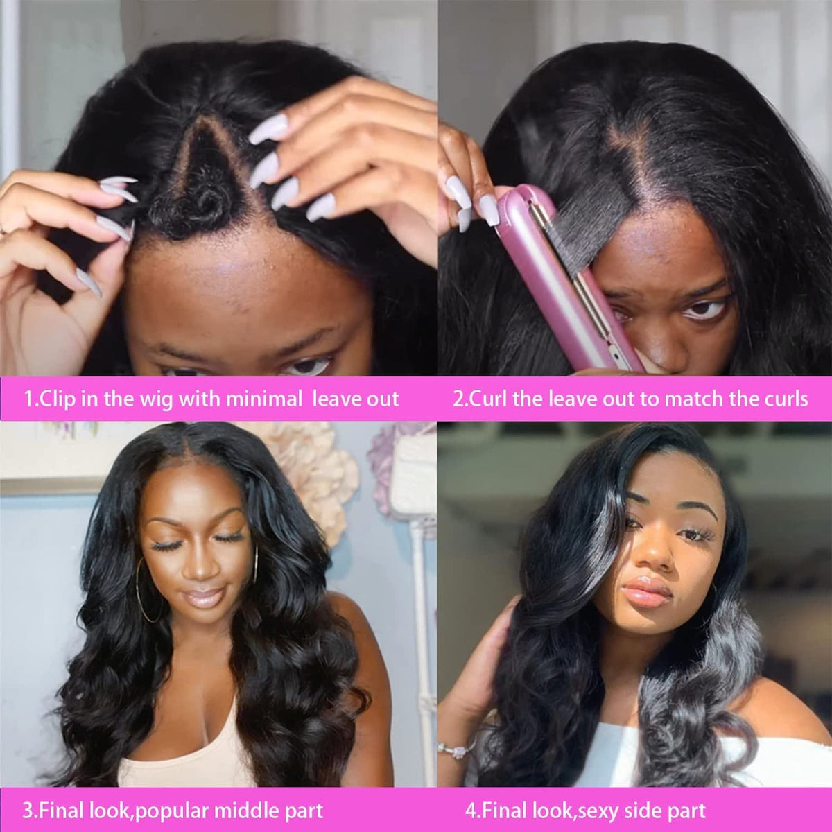 Scentw V Part Wig side view highlights seamless hair integration.