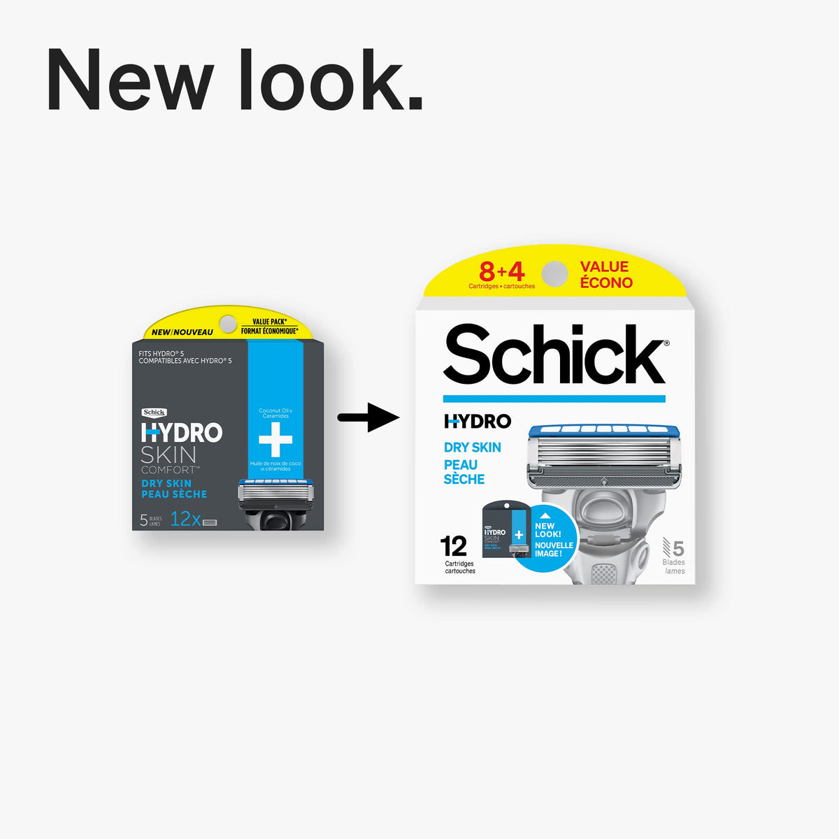 Schick Hydro 5 Sense 12-count refill pack for easy restocking.