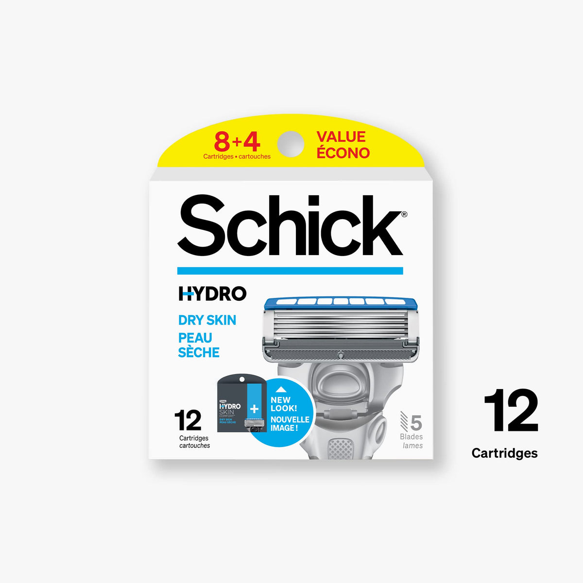 Schick Hydro 5 Sense five ultra-glide blades deliver smooth shaving with guards.
