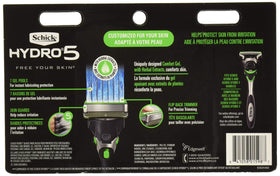 Schick Hydro 5 Sensitive refills blades closeup focusing on blades for a precise, comfortable shave