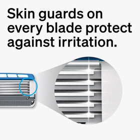 Close-up of Schick Hydro blade highlighting Skin Guards for irritation protection