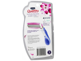 Schick Quattro packaging variations indicate a 6-pack of 3-count razors