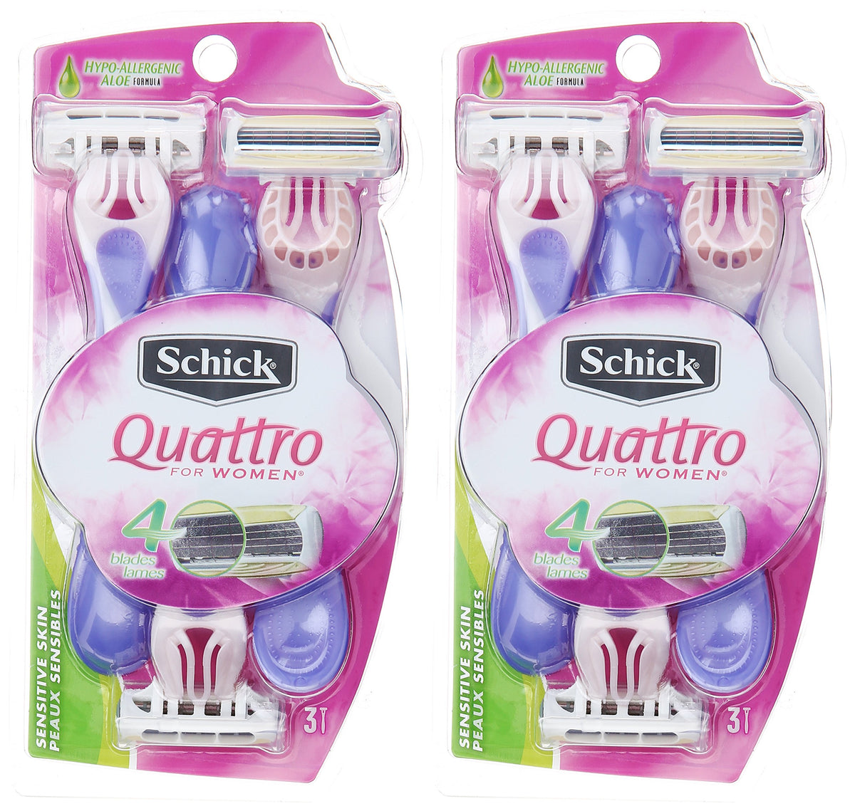 Schick Quattro Womens razor rubber grip for better control during shaving