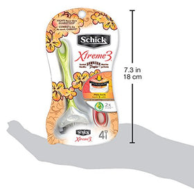 Schick Xtreme3 razor highlighting three blades with flex-pivot action for smoother control.