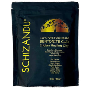 Schizandu Organics Bentonite Healing Clay jar for DIY masks and detox routines.