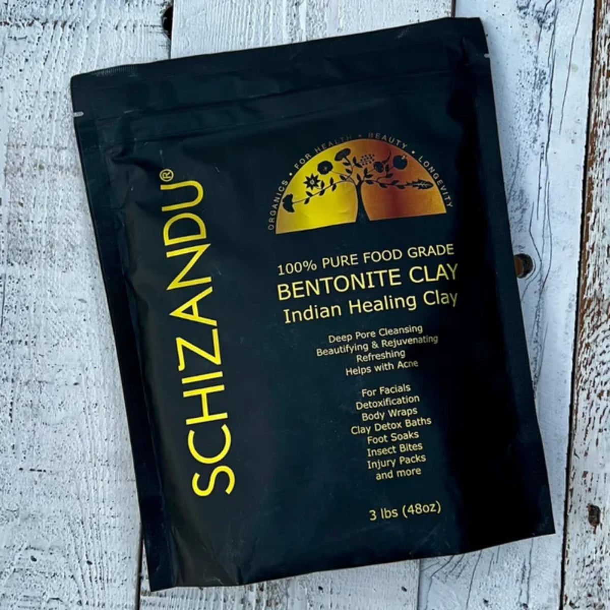 Schizandu Organics packaging highlights 3 lb, vegan, toxin-free powder for home use.