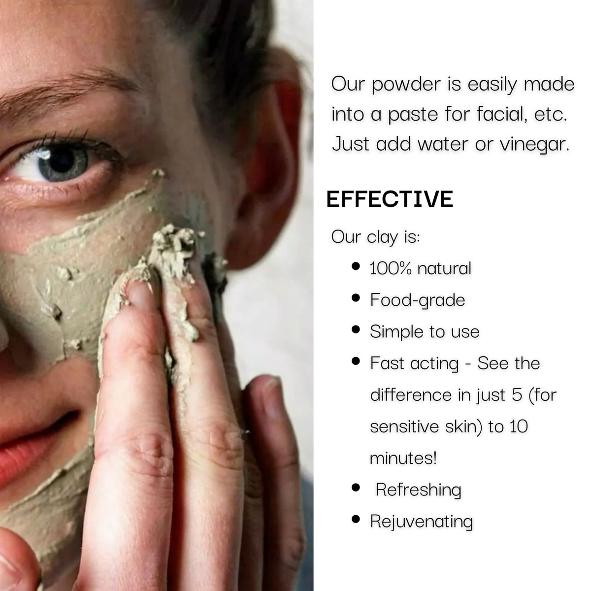 Schizandu Organics face mask application demonstrates clay-based treatment.