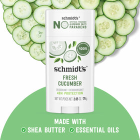 Schmidt's aluminum-free vegan packaging highlights natural origin ingredients.