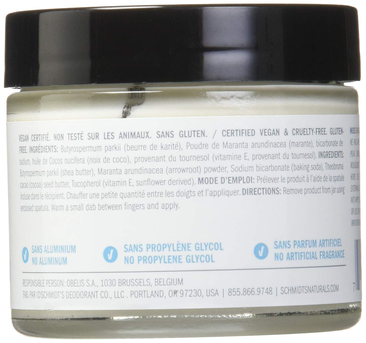 Schmidt's Natural Deodorant fragrance-free jar for aluminum-free protection.