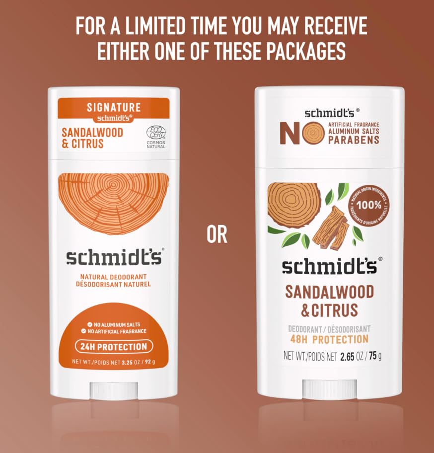 Schmidt's aluminum-free label on packaging.