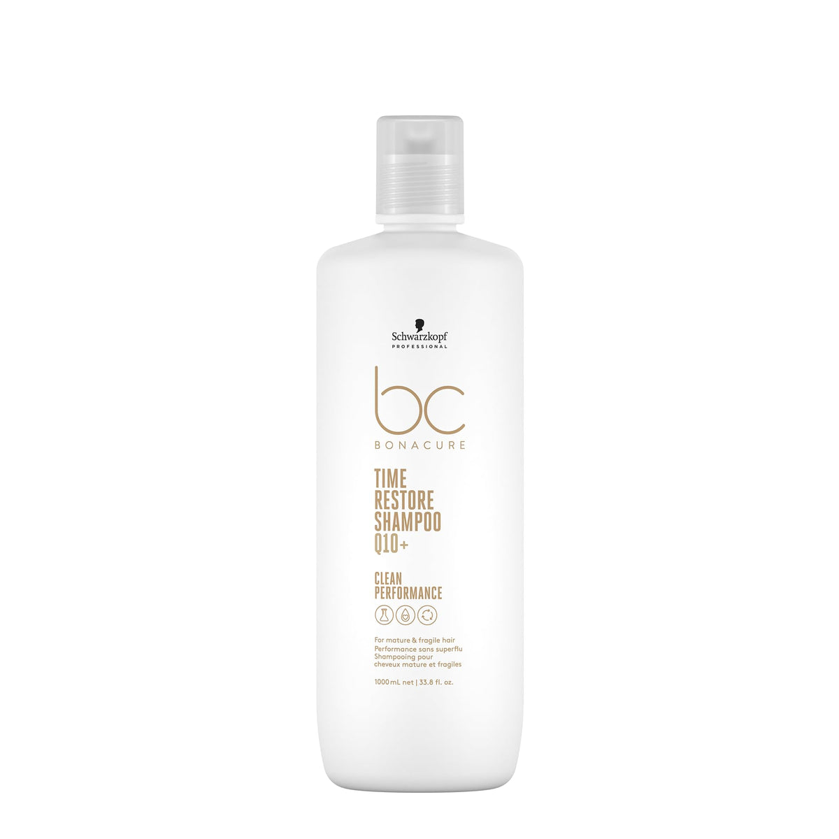 Schwarzkopf BC Bonacure Q10+ Time Restore Micellar Shampoo bottle supports gentle cleansing for mature hair.