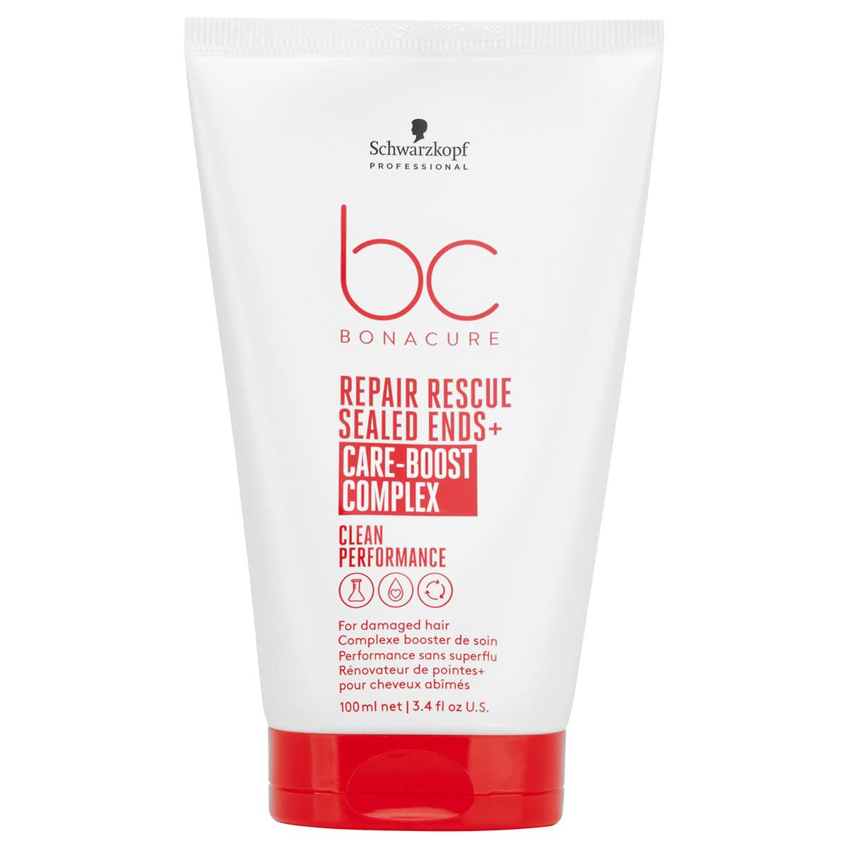 Schwarzkopf BC Repair Rescue Sealed Ends bottle provides weightless protection for damaged ends.