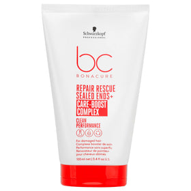 Schwarzkopf BC Repair Rescue Sealed Ends bottle provides weightless protection for damaged ends.