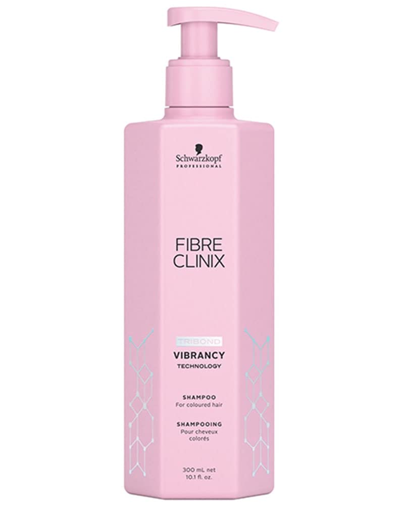 Schwarzkopf Fibre Clinix Vibrancy Shampoo bottle highlighting color care and shine for color-treated hair.