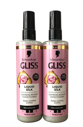 Schwarzkopf Gliss Liquid Silk close-up shows shine and smoothness.