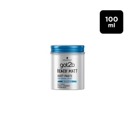 Schwarzkopf got2b Beach Matt paste close-up shows textured hair with natural hold