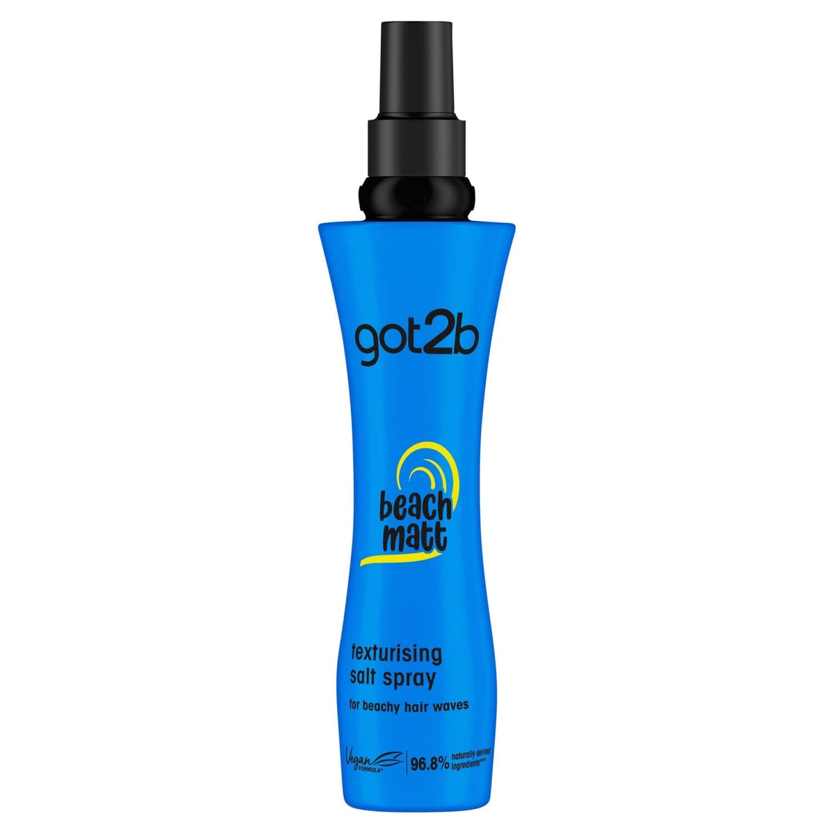 Schwarzkopf Got2b Beach Matte Salt Spray bottle creates textured, beach-ready hair.