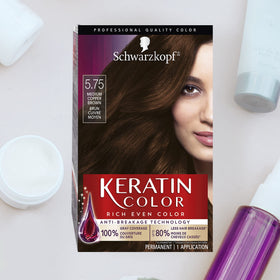 Schwarzkopf Keratin Color bottle reveals rich copper brown pigment